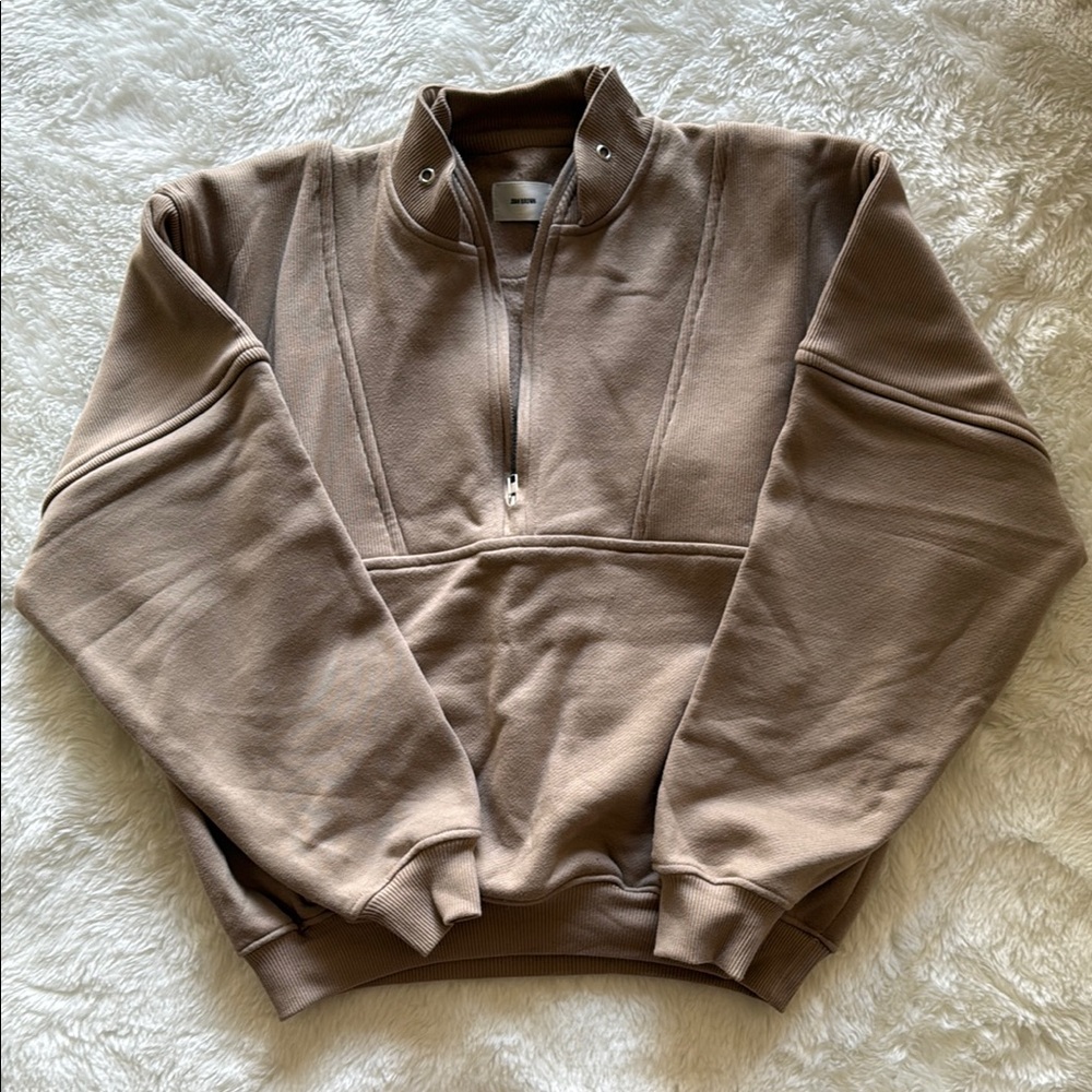 Joah Brown Taupe Half-Zip Sweatshirt